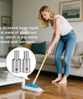 Aluminum Threaded Mop Handle End Repair Kit And Extension Pole Adapter Set Dual Pack For Broom Sticks with easy screw-on design.