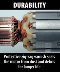Powerful 4-1/2 Inch Angle Grinder With Kick Butt Strength And Smooth Handle Control designed for durability with a dust-sealed motor.
