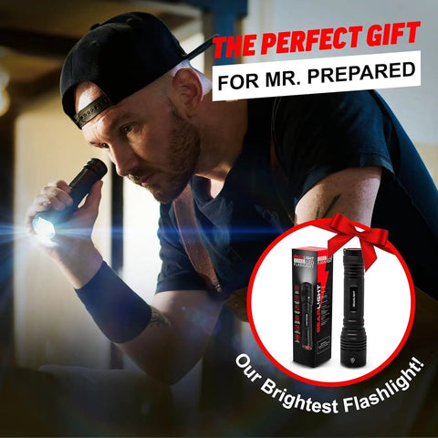 Ultra Bright 1200 Lumen Tactical Flashlight Handheld for Camping and Hunting in use indoors