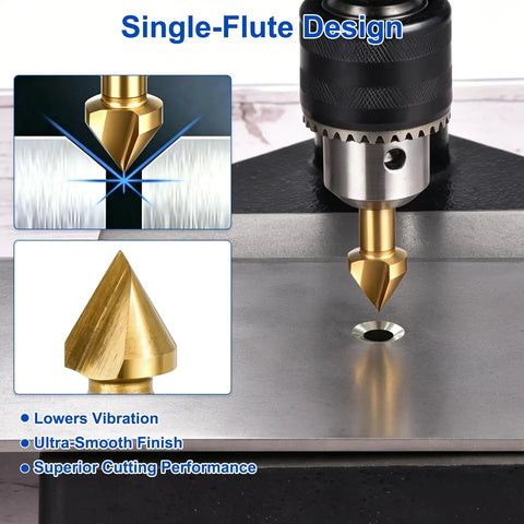 Slick And Sharp 60 Degree Countersink Drill Bit 16.5mm Premium Cobalt Steel Single Flute Cutter demonstrating single-flute design.
