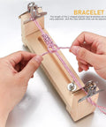 Dope Wood Bracelet Jig Kit For DIY Paracord Knitting And Bracelet Making With U Shape Clear Scale And Two Clamps Free Size Length Durable Wood Maker Tool Set For Easy Handmade Jewelry Projects showing hands weaving paracord