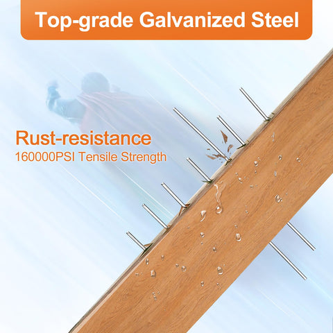 Heavy Duty Galvanized Upholstery Staples And 18GA Brad Nails Kit with top-grade steel, rust-resistant on wood board