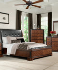 Contractor 52 Inch Ceiling Fan With Oil Rubbed Bronze Finish And Reversible Maple Or Dark Walnut Blades, installed in bedroom