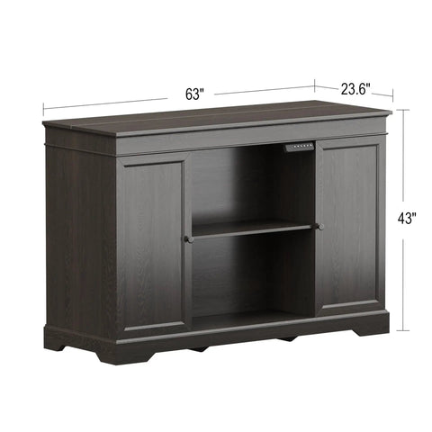 Hidden Motorized TV Lift Cabinet For 55 To 65 Inch Televisions With Storage And Remote Control in Modern Walnut Finish
