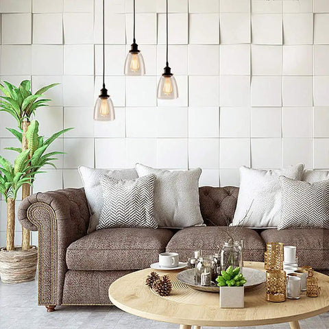 Industrial Edison Pendant Light Set For Kitchen Island And Dining Room, Clear Glass Hanging Lights With Adjustable Nylon Core Ceramic Socket, Cool Industrial Vibe For Entryway And Loft, 3 Pack Bulbs Not Included