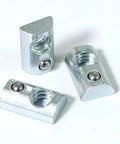 Built Tough 1/4-20 Threaded Steel Roll In T Nut With Ball Spring For T Slot Rails And 10 Series Aluminum Extrusion Profiles