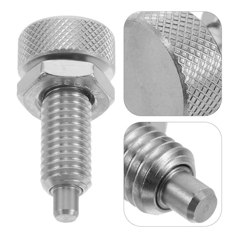 Self-Locking Stainless Steel Spring Plunger Pin With M10 Thread And Knurled Handle For Industrial Equipment Locking, detailed view.