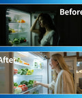 Before and after using Two Pack E17 Refrigerator Light Bulbs 3.8W, 100-265V, Daylight White 5000K Fridge Light Replacement