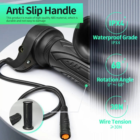 20X Full Twist Throttle Right Handle For EBikes Waterproof 26cm Cable 22mm Bar Fit Easy Install Compatible Only With BBS01 BBS02 BBSHD Mid Motor Systems Smooth Power On Demand For Commuter And Trail Riding