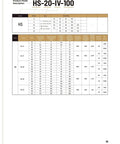 Technical specifications for HS-20-IV-100 model in table format, reference for HS-17-I Harmonic Drive Strain Wave Gearbox High Torque use