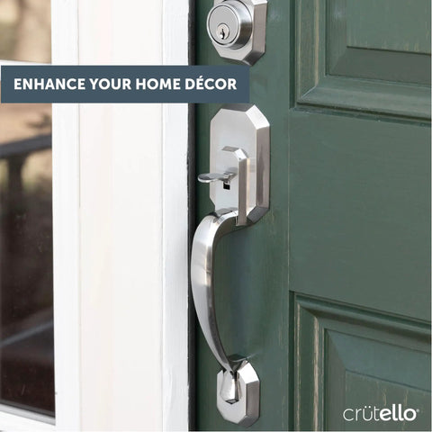 Classic Satin Nickel Exterior Handleset With Single Cylinder Deadbolt Door Handle And Knob Front Door Locks Heritage Style Entry Set