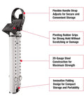 Heavy Duty Folding Door Security Bar With Adjustable Length From 25.5 To 43.5 Inches showing durable design and compact storage