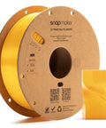 Top Shelf Silk PLA Filament 1.75Mm For FDM 3D Printers 1Kg Spool and yellow printed model displayed.