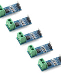 ACS712ELCTR05B Hall Effect Current Sensor Module 5 Piece Kit 5 Amp Range with green connectors on blue board