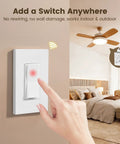 Wireless Light Switch And Receiver Kit For Decorator Rocker Wall Plate 15A No Wiring Needed 100ft RF Range Expandable Remote Control