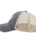 Dope Everyday Trucker Cap for Men with adjustable strap, breathable mesh, one size fits most, shown in beige and gray side view