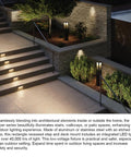 12V Integrated LED Horizontal Step Light with Recessed Mount, Etched Glass, illuminating outdoor stairs, Satin Black
