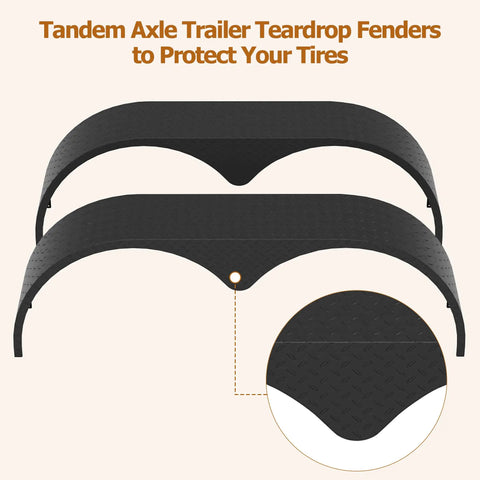 Beefy Tandem Axle Trailer Fenders 2 Pack, 66 Inch Long Teardrop Style Enclosed Fender Replacement for 13 to 15 Inch Wheels