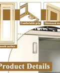Close-up details of Four Pack 4.4 Inch Gold Flush Ring Pull Handles with Screws Square Hidden Recessed Pull for cabinets.