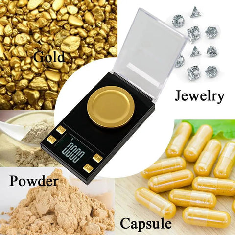 Milligram Scale 50g Capacity Digital Precision Scale 0.001g Readout Non Stick Powder Pan with calibration weight and scoop
