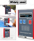 Portable Roughness Tester Handheld Digital Profilometer For Ra Rq Rz Rt 0.05 To 15.0 Micrometers And 0.1 To 50.0 Micrometers With Box Pro Grade Surface Finish Measurement On The Go, with glove-clad hand using device on car