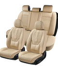 Universal Car Seat Covers Full Set With Nappa Leather Look Waterproof Seat Protector With Lumbar Support Scratch Resistant Leatherette