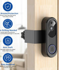 Anti Theft Video Doorbell Mount With No Drill Adjustable Bracket And Waterproof Cover, Keeps Sensor Clear, Apartment Door Camera Mount For Inward Swinging Doors, Compatible With Orbitell SnapGlow BITEPASS SearByte KyraNexo ElioVana, black on wood door