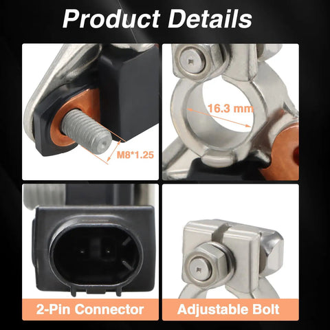 Boss Tier Battery Current And Voltage Sensor With Wiring Harness Exact Swap For Honda Civic CRV Acura RDX ILX close-up details of adjustable bolt and 2-pin connector.