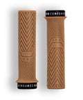 Loam MTB Lock On Grips For Trail And Enduro, 30mm, 25A Tacky Rubber With Ergonomic Dual Pattern Surface, Peanut Butter Finish