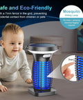 Solar Powered 3 In 1 Bug Zapper All In One Outdoor Mosquito Killer Cordless Electric Zapper With Night Light Waterproof Fly Zapper for safety near children