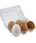 Reusable Plastic Egg Carton For Six Eggs Pack Of Fifty Stackable Egg Storage Container With Lid holding six mixed-color eggs