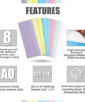 Set Of 8 Lapping Microfinishing Sheets With PSA For Scary Sharp Sharpening System, 4.25 By 11 Inches, Color Coded Micron Grits