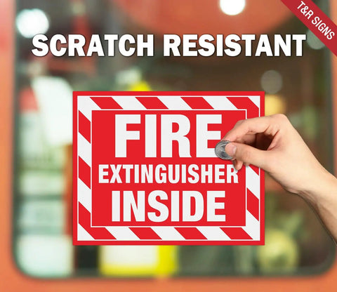 Fire Extinguisher Inside Sign Stickers 10 Pack 5 By 4 Inches Self Adhesive Vinyl Reflective UV Resistant Waterproof Fade And Scratch Resistant for vehicles indoor outdoor display