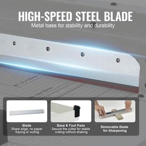 Heavy Duty A4 Paper Cutter With Metal Base Trimming Machine For Scrapbooking Office And Copy Shop Use Cuts Up To 31.5 Cm And Handles 380 To 400 Sheets A True Workhorse In Black, showing high-speed steel blade and metal base for durability.