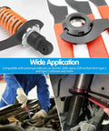 Six Piece Coilover Spanner Wrench Set For Shock Adjustment With C Shape Hook Wrenches Non Slip Rubber Handle in use