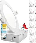 12 Pack Ultra Thin LED Recessed Lighting Kit With Junction Box 6 Inch Dimmable Wafer Lights Wet Rated IC Rated ETL Listed