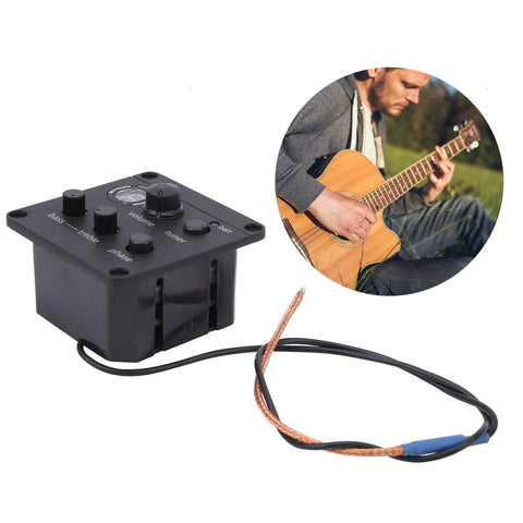 Compact Acoustic Guitar Pickup Preamp System With Onboard EQ And Tuner, Prewired For Glue In Soundhole Installation