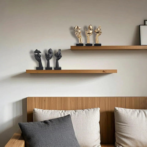Three Piece Thinker Statue Set Black Gold Modern Home Decor Abstract Figurines For Shelves Living Room Coffee Table And Office Desk