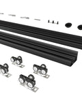 Heavy Duty Aluminum Bypass Door Hardware Kit For Sliding Closet Doors with double closing track, black finish, 5-foot track
