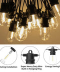 Outdoor LED String Lights 150ft S14 Dimmable Patio Lights IP65 Waterproof With 48 Shatterproof Bulbs close-up view