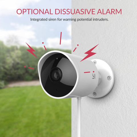 Close-up of a mounted Two Pack Outdoor Security Camera Set 1080p Waterproof WiFi Smart Cams With Night Vision Motion Alerts Cloud Storage Smartphone App Alexa Compatible Front Door Surveillance System with alarm feature