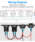 Wiring diagram for 4 In 1 12V USB Outlet Marine Switch Panel Kit With PD3.0 And Dual QC3.0 USB Ports 150W Lighter Socket