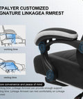 Ergonomic Gaming Chair With Pocket Spring Cushion, Linkage Armrests, And Footrest shown in adjustable armrest positions