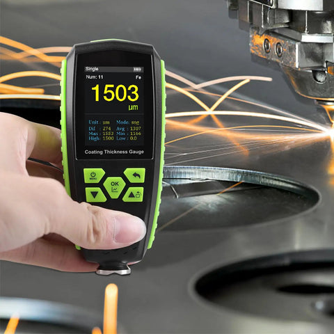 Digital Paint Thickness Gauge for Magnetic and Non Magnetic Substrates with Voice Readout and Color HD Display on car coating