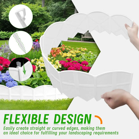 Flexible design of White 30 Foot Landscape Edging Kit With 30 Stakes For Lawn And Flower Bed Borders Durable PVC Edging