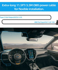 Plug And Play Dash Cam Hardwire Kit With OBD Power Cable USB Type C Adapter shown inside car dashboard, 11.5FT cable