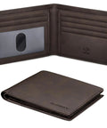 Mens Slim Leather Bifold Wallet With RFID Blocking Minimalist Front Pocket Design Gift Box Included Lifetime Quality Guarantee Durable Card Slots Everyday Carry