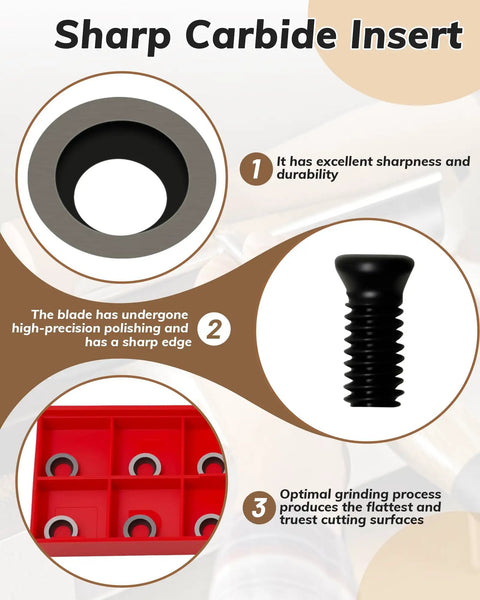 Heavy Duty 10 Pack 8.9 Mm Round Carbide Cutting Inserts For Indexable Lathe Tools featuring sharp carbide insert in red holder.