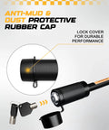 Trailer Hitch Lock Pin 5/8 Inch For 2 Inch And 2.5 Inch Receivers with rubber protective cap and keys, side view