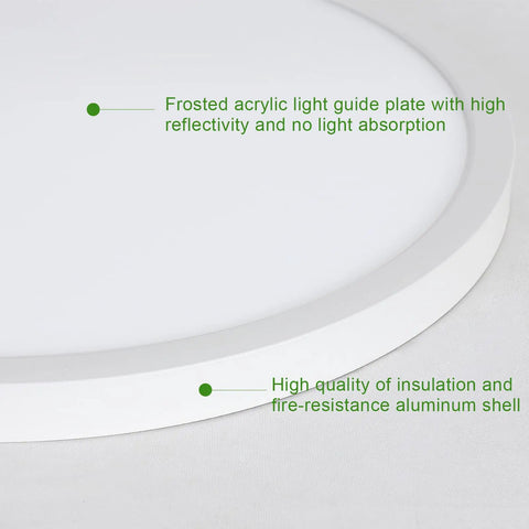 Close-up of Dimmable 48W LED Ceiling Light With Remote Control, 20 Inch Round Flush Mount, showing frosted acrylic and aluminum shell